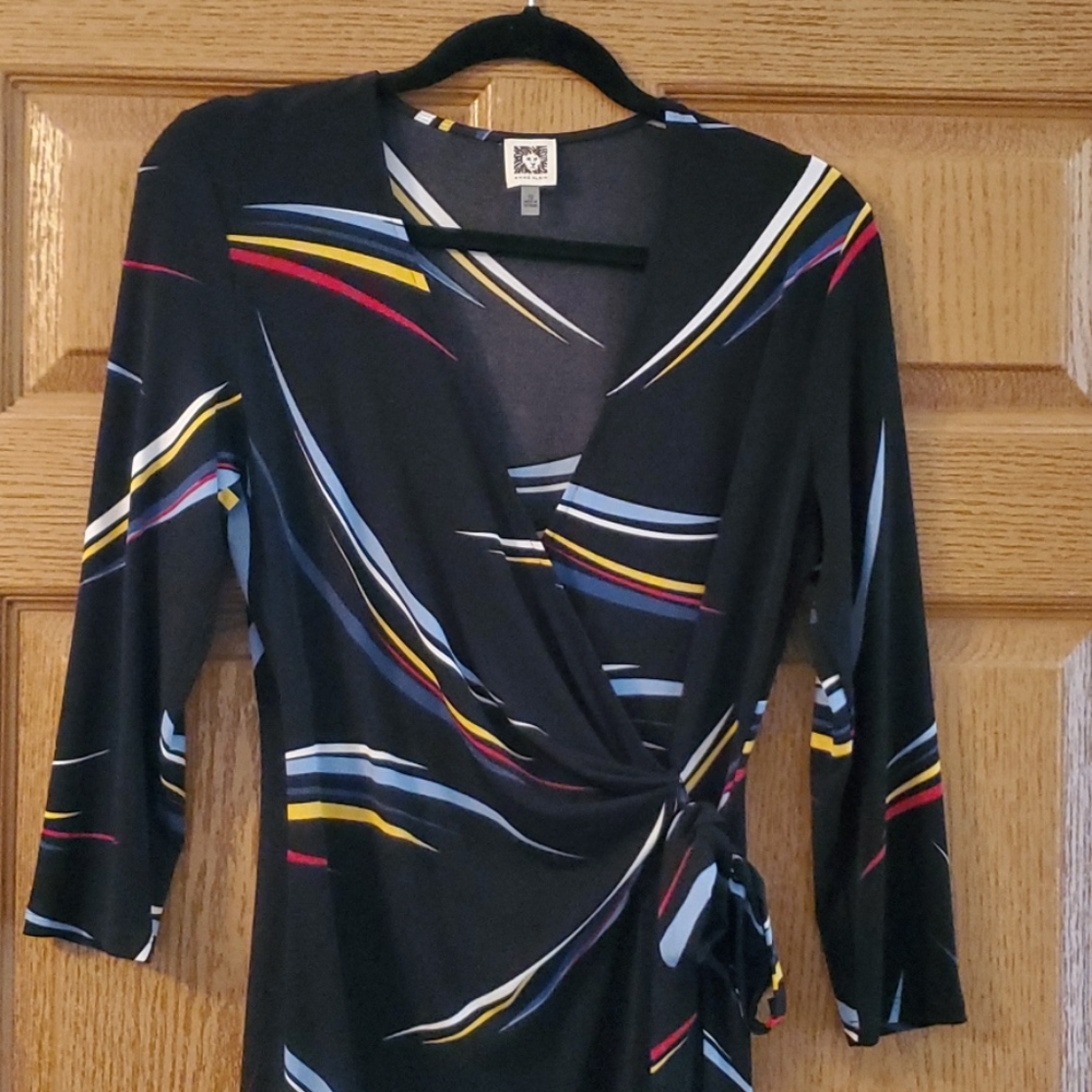 3/4 sleeve faux wrap dress